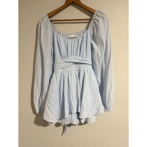 Altar'd State Textured Romper Babydoll Boho Cottagecore Long Sleeve Mini romper